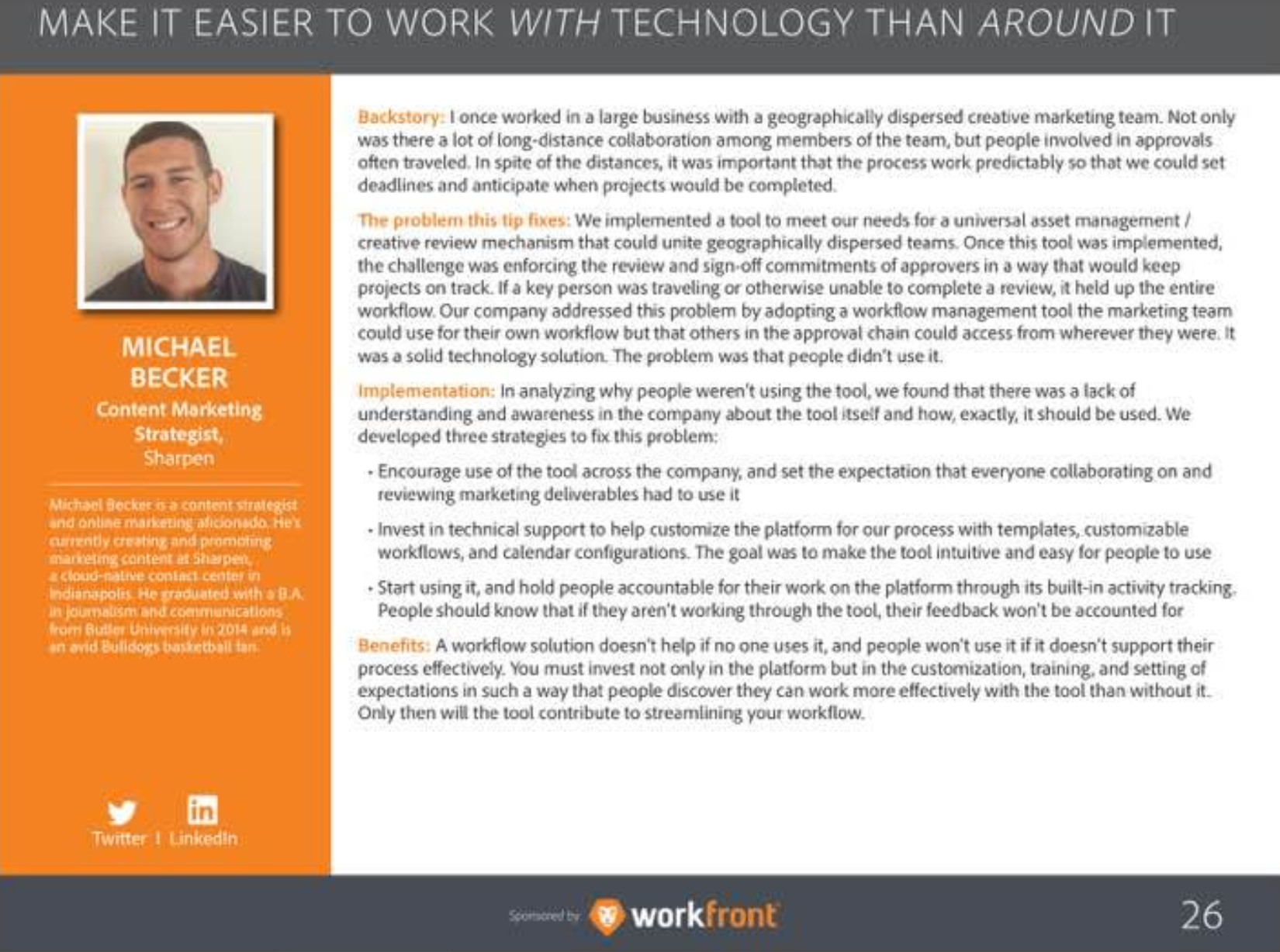 Michael Becker’s contribution on marketing technology and team workflows, in an Uberflip and Workfront project