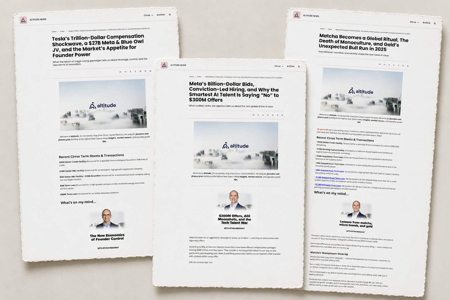 Altitude News long-form editorial property for Cirrus Capital Partners