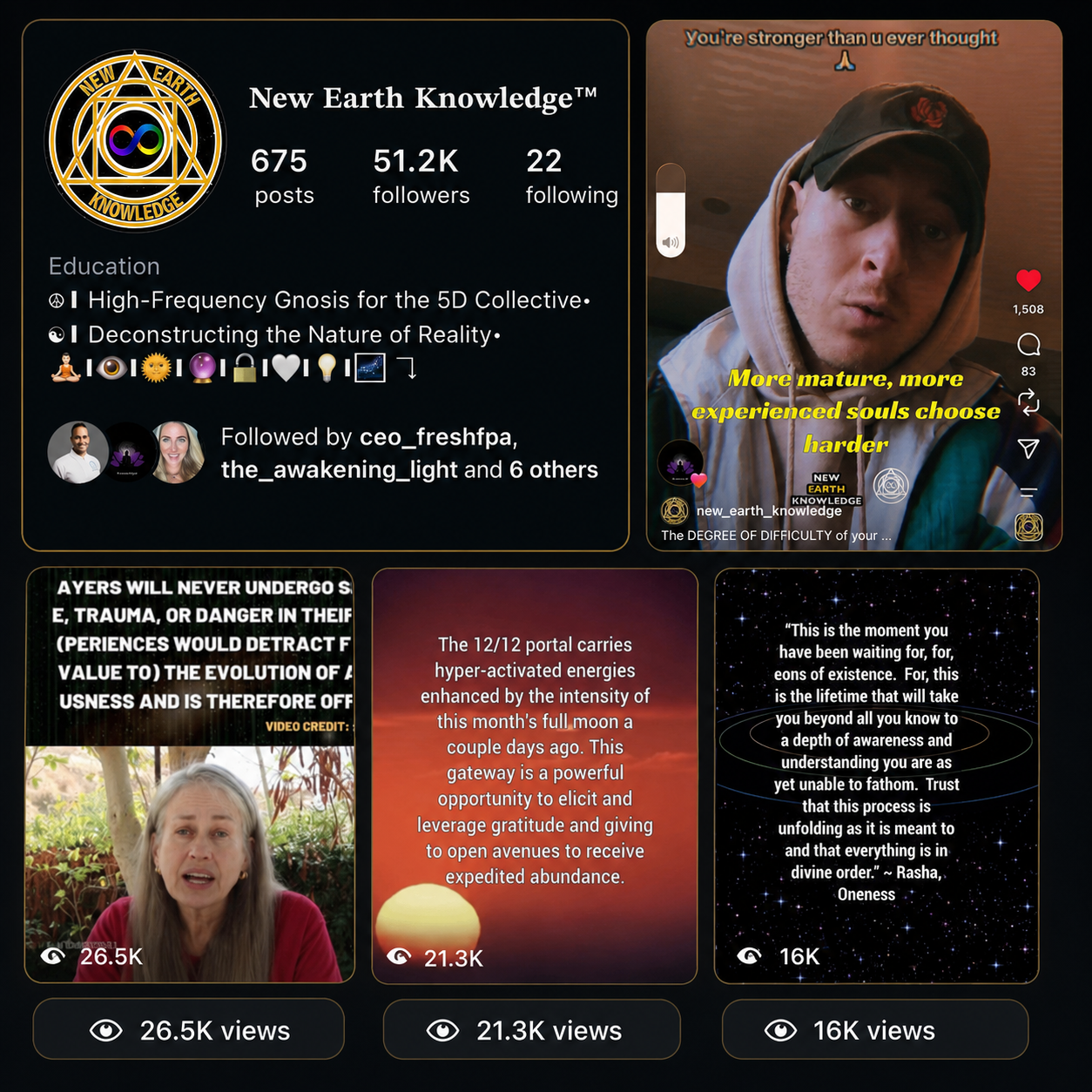 New Earth Knowledge profile and selected educational posts