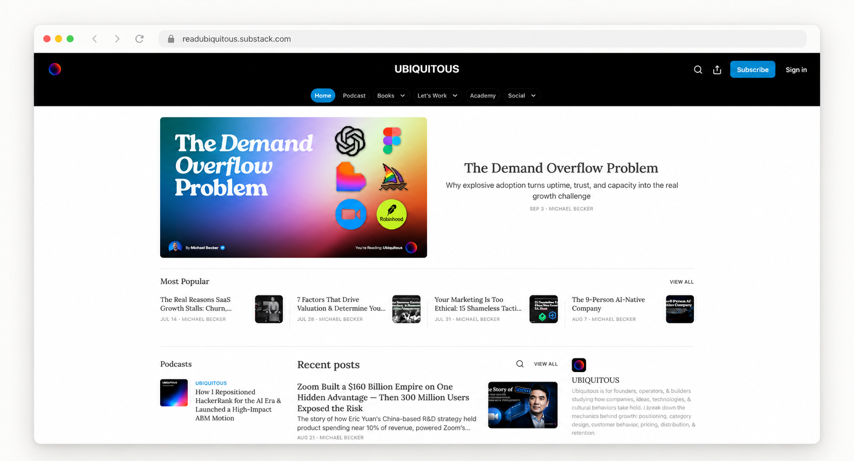 The Ubiquitous newsletter on Substack
